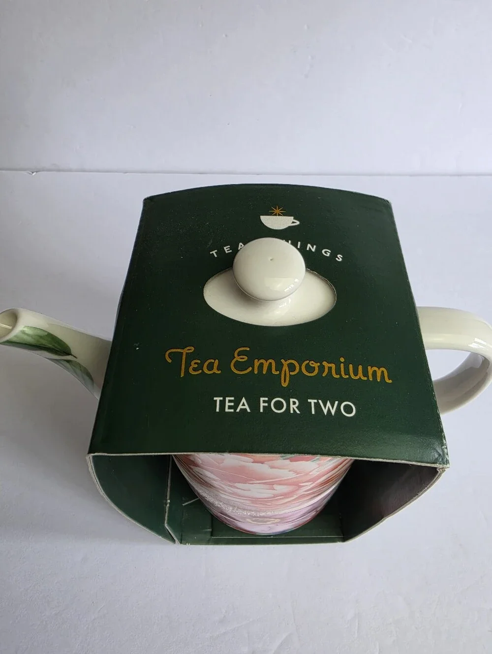 Tea Emporium Tea For Two Stackable Floral Set With Teapot and Two Cups ~ NWT